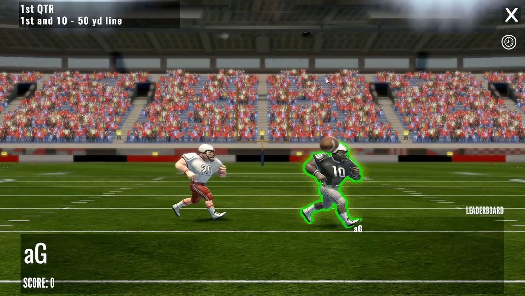 Interactive football game on the simulator screen
